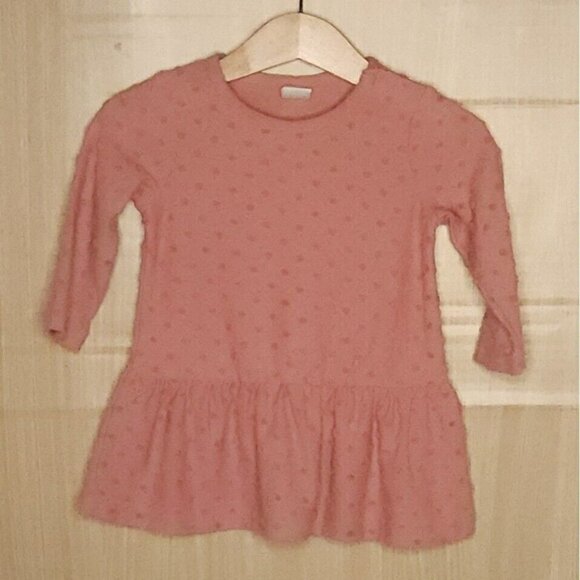 H&M Infant Girls Dusty Pink Swiss Dot Knit Dress 9 Months - Picture 1 of 6